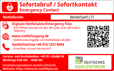 NotHilfePass Rückseite